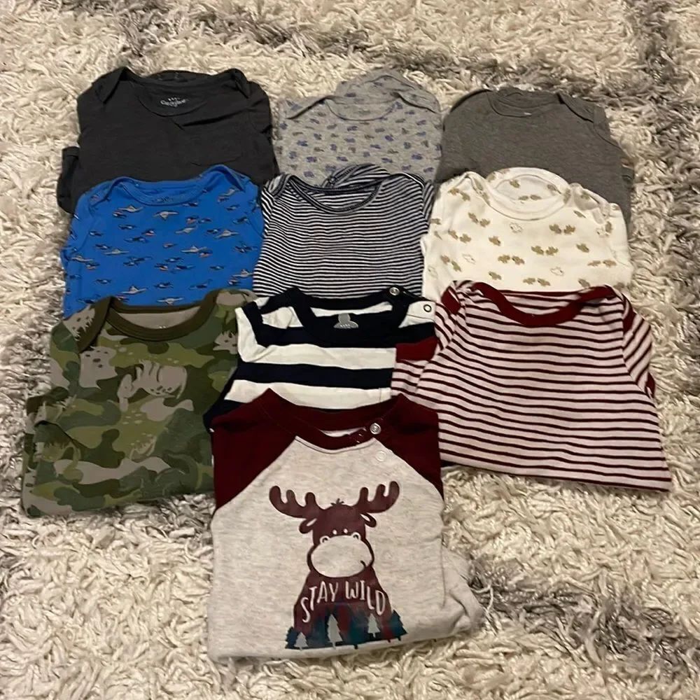 Bundle of ten Long Sleeve Onesies 6-12 months